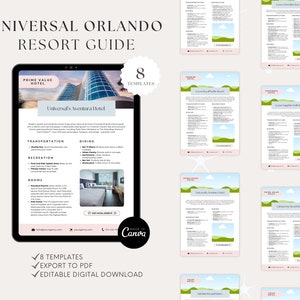 Guía de Universal Orlando Resort, Tarjetas de Resort, Plantilla de Agente de Viajes, Vacaciones de Agente de Viajes, Plantilla Canva, Agencia de Viajes, Estudios