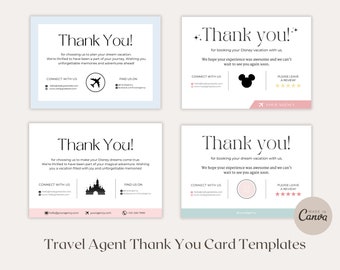Travel Agent Thank You Note to Client, Thank You Note, Canva Template, Travel Agent Editable Thank You Card, WDW Travel Agent Template