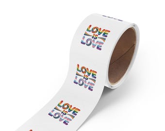 Love Is Love Aufkleber Rolle, Regenbogen Pride Aufkleber, LGBTQ Gleichheitsetiketten, Inklusive Love Verpackung Aufkleber, Pride Event Zubehör