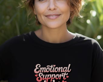 Emotional Support Lover T Shirt, süßes Herz Grafik T-Shirt, lustiges Beziehungs Shirt, Selbstliebe Top, Geschenk für Sie oder Partner