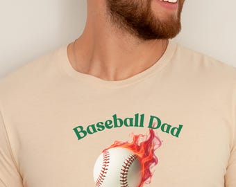 Baseball Papa Shirt, flammendes Baseball Grafik T-Shirt, Sport Papa T Shirt, Vatertagsgeschenk, stolzer Baseball Papa, Spieltag Shirt