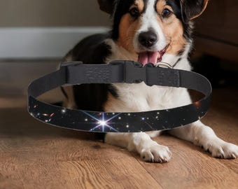 Galaxy Pet Collar, Cosmic Dog Collar, Starry Night Cat Collar, Space Print Pet Collar, Adjustable Buckle Collar