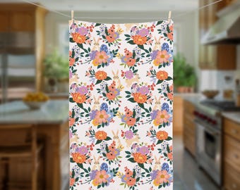 Toalla de mano con estampado floral de acuarela / Decoración botánica para baño / Toalla de cocina con estampado floral decorativo / Toalla de baño para invitados estilo cottagecore / Regalo de inauguración de la casa