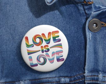 Love Is Love Button Pin, Regenbogen Pride Button, LGBTQ Gleichheits Abzeichen, Pride Month Accessoire, inclusive Love Pin, trans