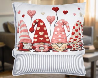 Valentinstag Kissenbezug, Liebeszwerg Kissenbezug, Süßer Kissenbezug zum Valentinstag, Romantisches Wohndekor Geschenk
