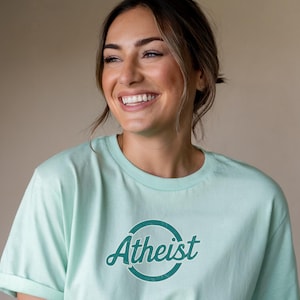 Atheist logo tee, Gift for Atheists, atheism tshirt, atheist gift, atheist humor, agnostic tee, anti-religion shirt, atheist, atheist shirt
