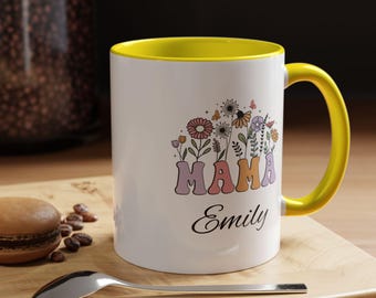 Tazza personalizzata per la mamma, tazza da caffè personalizzata per la mamma con nome, tazza floreale per la mamma, regalo per la festa della mamma, tazza regalo con nome personalizzato