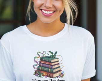 Maglietta per club di lettura fantasy, maglietta per club di lettura, maglietta per amanti dei libri fantasy, maglietta con drago, regalo per lettori appassionati di fantasy