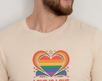 Love Is Love T-Shirt, Rainbow Heart Pride Shirt, LGBTQ Equality Tee, Pride Month Shirt, Inclusive Love Graphic Tee