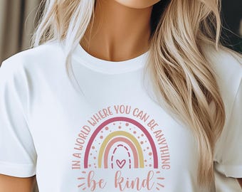 Camiseta "Sé amable", camiseta "Amabilidad arcoíris", camiseta con cita inspiradora, camiseta con mensaje positivo, camiseta "La amabilidad importa", camiseta gráfica inspiradora para todos los días
