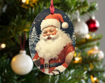 Adorno navideño vintage de Papá Noel, decoración retro para el árbol de Papá Noel, recuerdo navideño clásico, regalo de Papá Noel a la antigua.