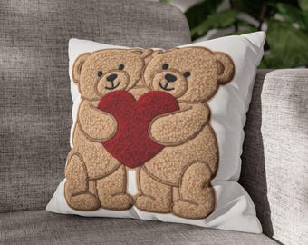Teddy Bär mit Herz Kissen | Niedliches Plüschtier zum Valentinstag | Weiches Kuscheltier Geschenk für Sie oder Ihn | Romantisches Kuscheltier