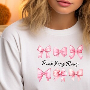 Coquette aesthetic, Pink Bow Collection sweatshirt, Cute, Gift for Her, Bow Lovers crew, humor, girly, pretty, soft girl era, teenage girl