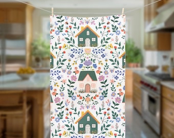 Toalla de mano con estampado floral de estilo rural / Decoración de baño estilo rural / Baño de invitados decorativo / Toalla de cocina con estampado floral de estilo rural / Regalo de inauguración de la casa