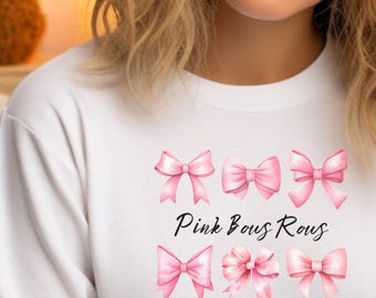 Pink Bows Sweatshirt, Coquette Aesthetic Crewneck, Feminine Bow Graphic Sweatshirt, Soft Girl Style Cozy Pullover Gift