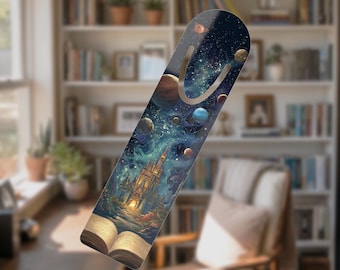 Galaxbokmärke | Sagoslott Rymdbokmärke | Fantasi- och Magiskt Bokmärke | Bokälskare Gåva | Estetisk Läsgåva