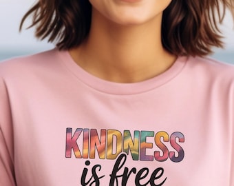 Camiseta "La amabilidad es gratis", camiseta con frase sobre la amabilidad, camiseta con mensaje positivo, camiseta de salud mental, camiseta con gráfico inspirador sobre la amabilidad
