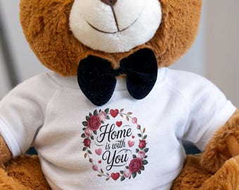 Personalisierte Teddybär Geschenk, Zuhause ist bei dir Plüsch Bär, Romantisches Kuscheltier, Nettes Valentinstag Geschenk, Jubiläumsgeschenk für Sie