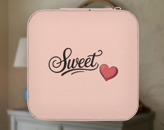 Sweetheart Travel Jewelry Case, Compact Jewelry Organizer Box, Portable Jewelry Storage, Gift for Her, Bridesmaid Gift, Jewelry Travel Case
