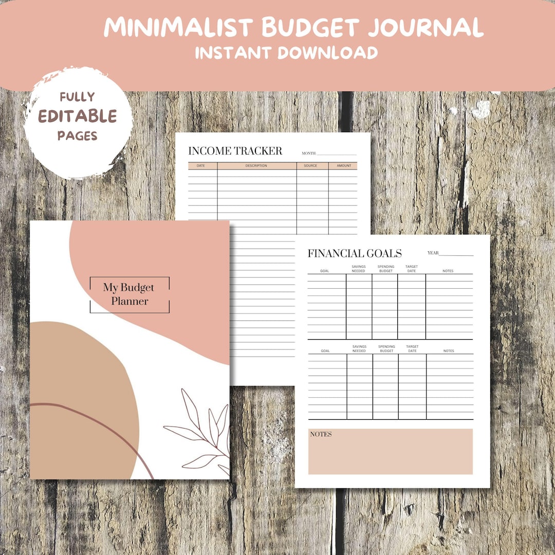 Minimalist Canva Budget Planner Template – Editable Monthly Budget Journal – Printable Financial ...