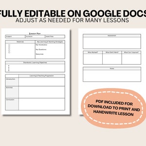 SIMPLE & EDITABLE Lesson Plan Template - Works With Google Docs + PDF ...