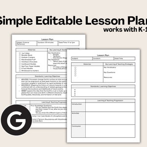 SIMPLE & EDITABLE Lesson Plan Template - Works with Google Docs + PDF Download