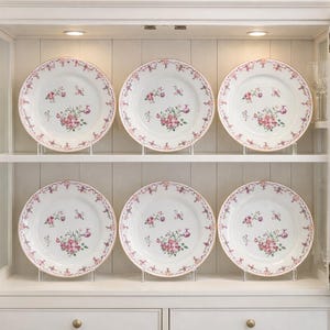 Set of 8 Chinese porcelain plates, Famille rose, Lowestoft pattern, Qianlong period, 18th century.
