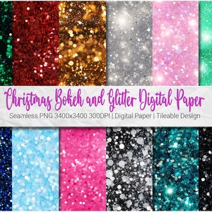 Christmas Bokeh Glitter Digital Paper 15 Sparkle Backgrounds Red Glitter Bokeh Green Glitter Pattern Gold Glitter Background Xmas Glitter