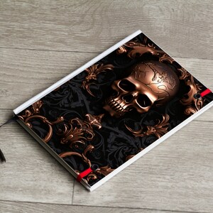 Black & Copper Damask with Skulls Digital Paper Pack 12 Seamless, Tileable PNG Patterns + 4 Free High Resolution Instant D/L Damask Pattern