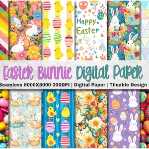 20 Easter Bunnie Digital Paper 8K - 20 Seamless Patterns Easter Bunni Gift EasterEggs Easterpapers Easter Bunny Easter-Rabbit EasterChicks