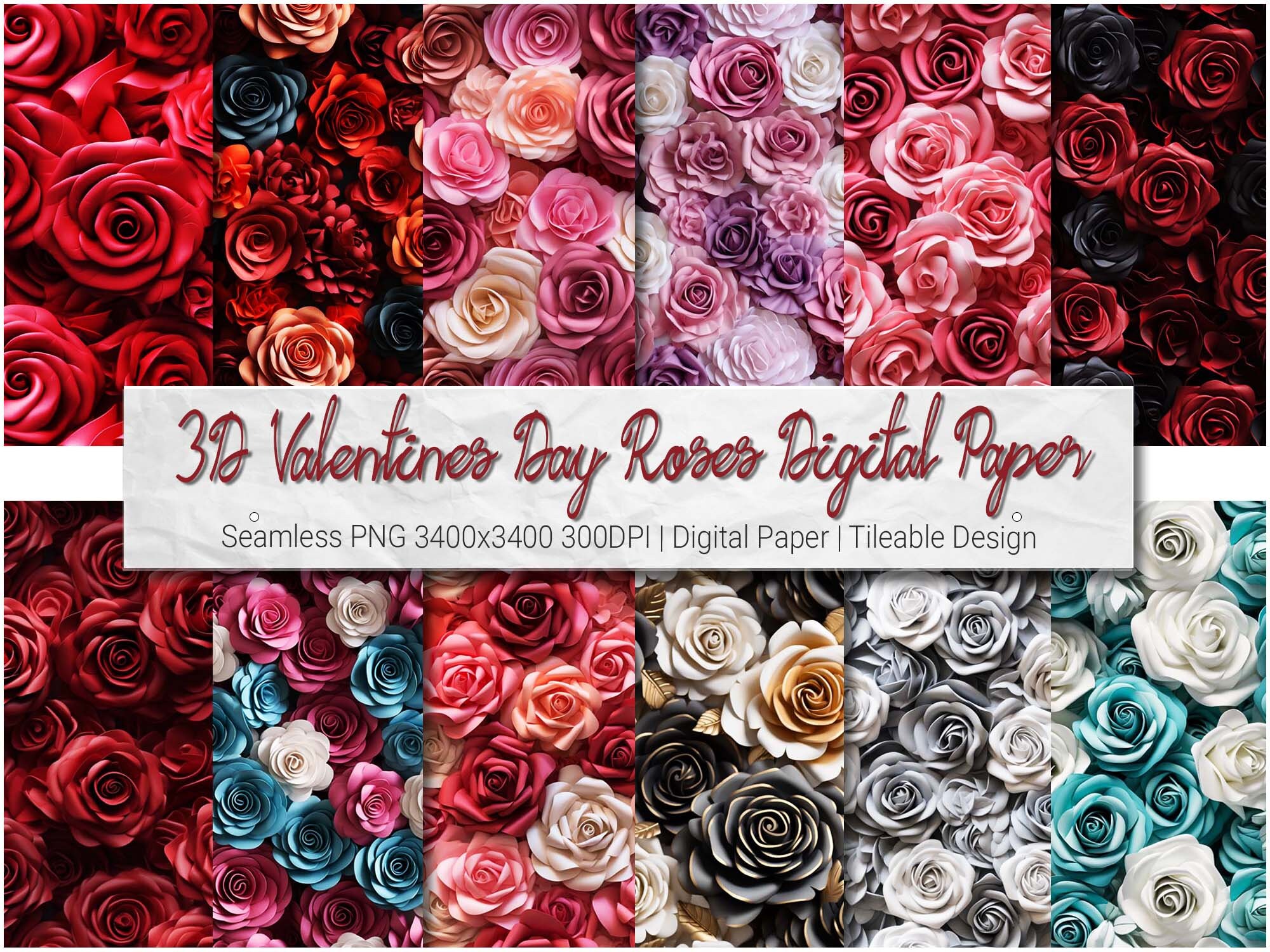 Elegant Red Floral Wrapping Paper Sheets