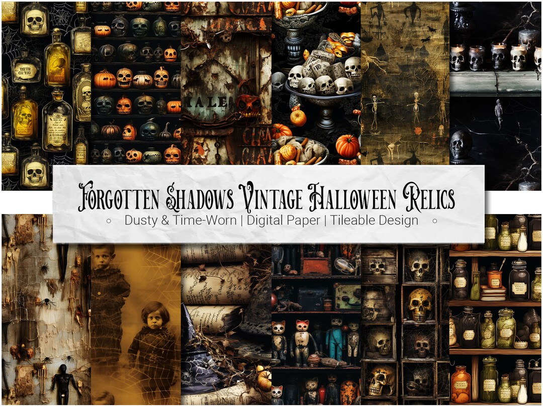 Vintage Halloween Bundle 36 Images - Digital Paper Pack 36 Seamless ...