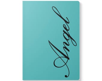 Diário/Caderno de Capa Mole Turquesa com Caligrafia de Anjos - Tumblr/Pinterest 2014-2016 - Fantasia Esotérica