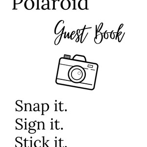 Polaroid, polaroid-gastenboek, downloadbaar bord, trouwbord, afdrukbaar bord
