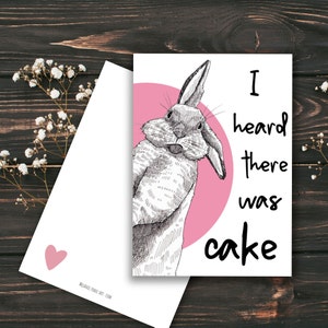 Geburtstagskarte Guckkasten Hase - sofort download - Ich hab gehört, es gab Kuchen - Glückwunschkarte zum Ausdrucken - Waldtier Zeichnung