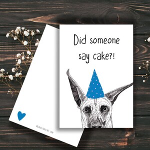 犬の誕生日カード | 誰かがケーキと言いましたか | グレートデーンのカード | グレートデーンの誕生日カード 楽しい犬のカード | ハッピーバースデーカード パーティーカード