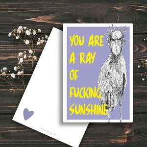 Carte imprimable de rayon de soleil en téléchargement immédiat, compliment drôle, citation, humour animalier, dessin, ami partenaire de dessin