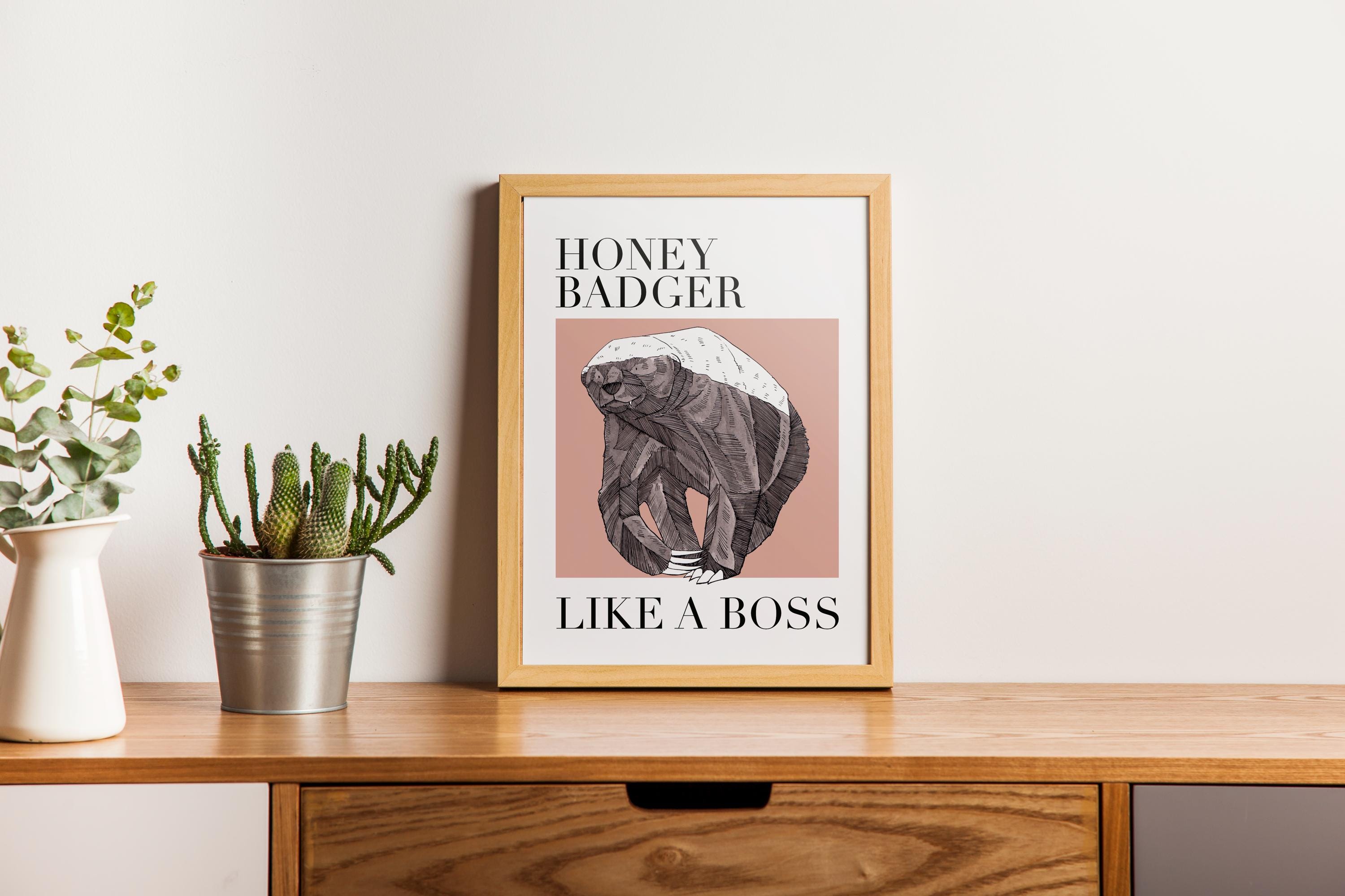 Honey Badger Poster: Colorful Animal Print, Statement Decor