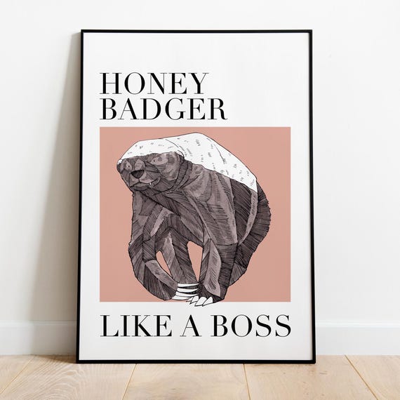 Honey Badger Poster: Colorful Animal Print, Statement Decor