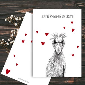 My Partner in Crime Schuhschnabel Grußkarte Last Minute Birthday Day Card printable Download Freundschaftskarte Jubiläumskarte Geschenk für Sie