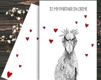 Shoebill 'Partner in Crime' Greeting Card (Printable Download)