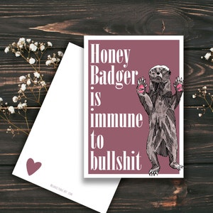 Honig Dachs resistent gegen Bullshit druckbare Karte-Instant Download-bunte Motivation Statement Tinte Tier Zeichnung Druck für Freund Partner