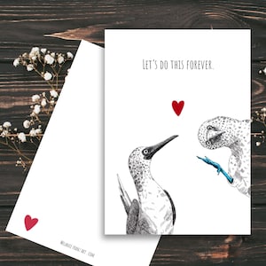 Laten we dit voor altijd doen Blue footed booby Card Last Minute Valentijnsdagkaart | afdrukbare download | Vriendschapsverjaardagscadeau voor haar