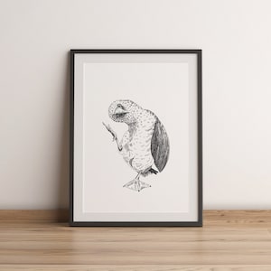 Funny Dancing Blue-footed Booby Drawing, printable download, Black & White Animal Wall Art, Funny Bird Print Blue footed booby Poster Decor