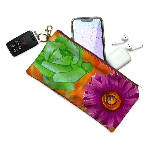 Flower Pop Vintage Silk Scarf Coffee Run Keychain… - image 2