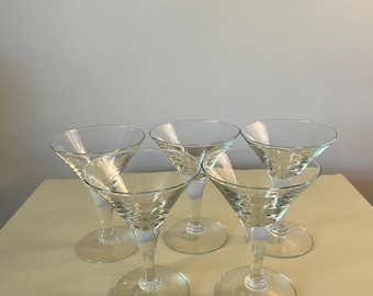 Set of 5 Martini Style Cordial Glasses
