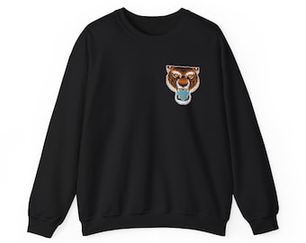 Sweat-shirt ras du cou tigre conçu par un artiste | T-shirt d'art de tatouage Conception unique de tigre de tatouage dessiné à la main | Streetwear unisexe