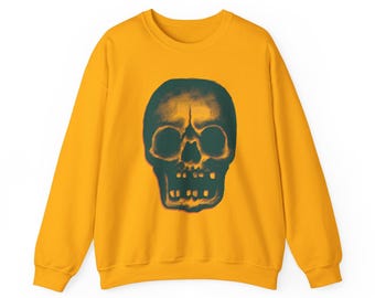 Sweat-shirt ras du cou créé par un artiste | Tattoo Art Tee Design unique de crâne de tatouage dessiné à la main | Streetwear unisexe