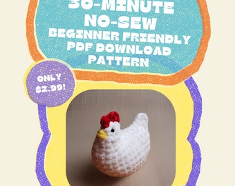 No Sew Chicken Crochet Pattern - Fast, Beginner Friendly - 30 minute Craft show best seller - Favorite Farmhouse Plush - Squishy Tiny, Mini