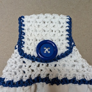 Crochet Towel Topper 2 Colors with Trim Pattern Hanging Kitchen Dish Towel Tea Towel Topper Creates Self-Folding Towel Written Pattern Easy
